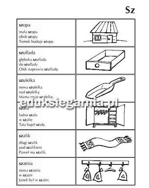 Materiał wyrazowo-obrazkowy do utrwalania poprawnej wymowy głosek sz, ż, cz, dż