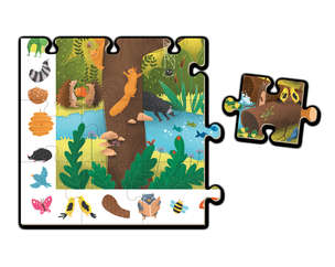 Kapitan Nauka. Puzzle obserwacyjne. Zwierzęta leśne (od 4 lat) (54 elementy + plakat XXL)