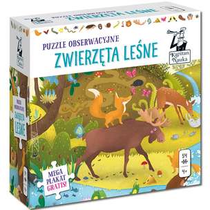 Kapitan Nauka. Puzzle obserwacyjne. Zwierzęta leśne (od 4 lat) (54 elementy + plakat XXL)