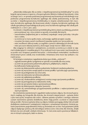 Materiały edukacyjne dla uczniów z niepełnosprawnością intelektualną. JEDZENIE