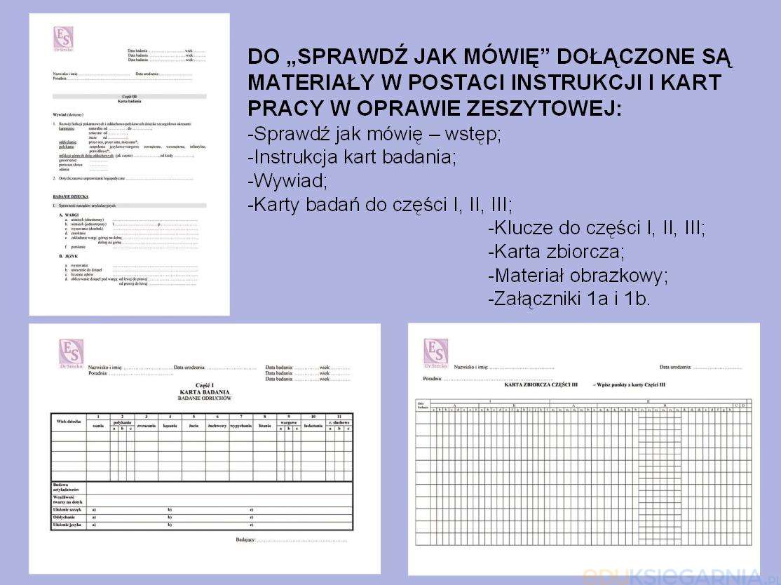 Sprawdź jak mówię - Karta badania logopedycznego z materiałami