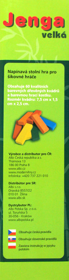 Jenga duża XL (kolorowe drewno)