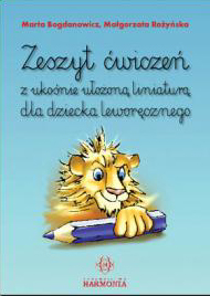 Zeszyt ćwiczeń z ukośnie ułożoną liniaturą dla dziecka leworęcznego (format A5)