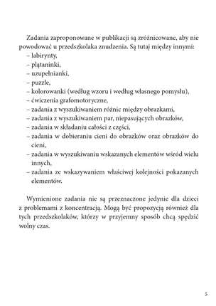 Karty pracy na koncentrację. Edukacja przedszkolna