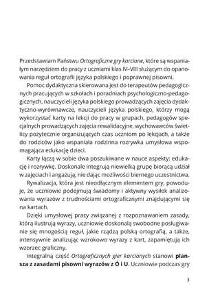 Ortograficzne gry karciane Ó i U dla uczniów klas IV-VIII