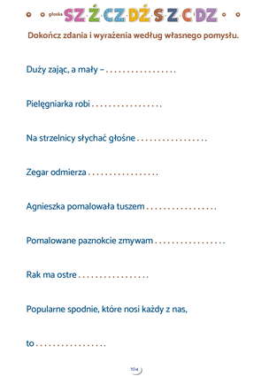 Zdania obrazkowo-wyrazowe. Materiał do terapii głosek sz, ż, cz, dż