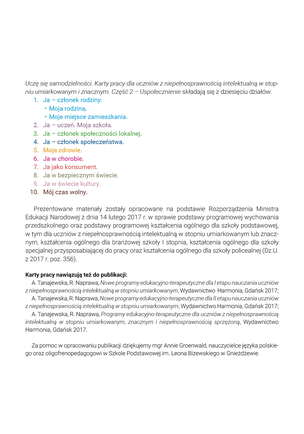 Uczę się samodzielności. Część 2 - USPOŁECZNIENIE. Karty pracy dla uczniów z niepełnosprawnością intelektualną w stopniu umiarkowanym i znacznym