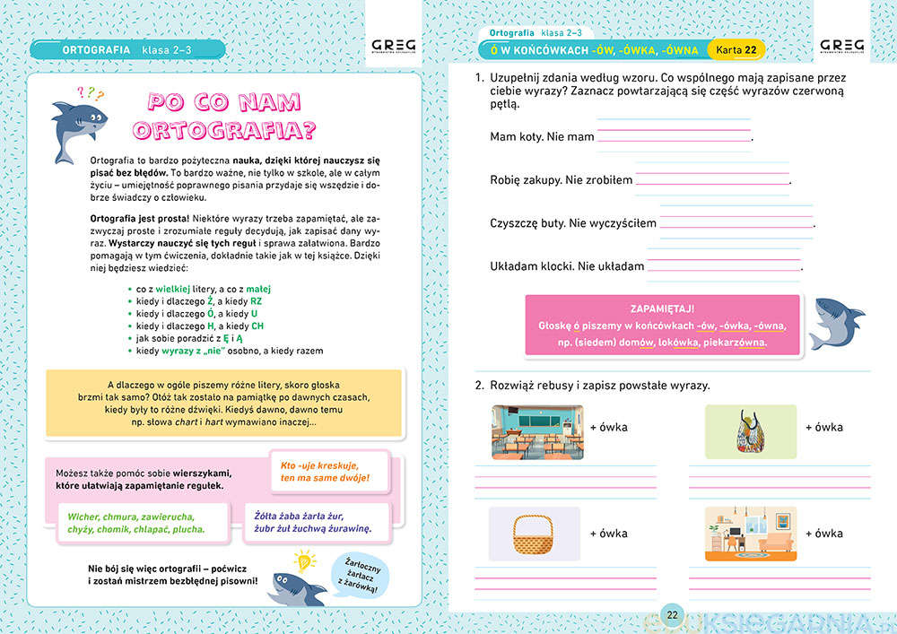 Ortografia. Karty pracy w szkole i w domu dla klas 2-3 szkoły