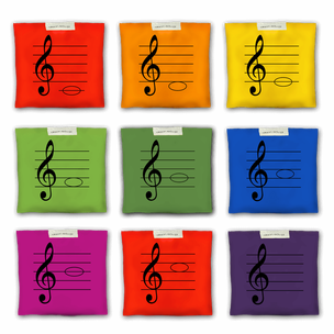 Woreczki gimnastyczne Akson Nutki z kluczem wiolinowym na pięciolinii ZESTAW (9 sztuk)