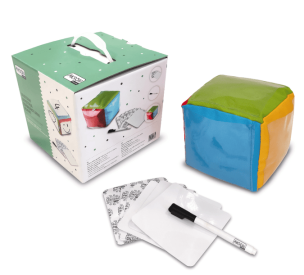 Kostka edukacyjna 15 cm + karty suchościeralne + pisak [Zestaw]