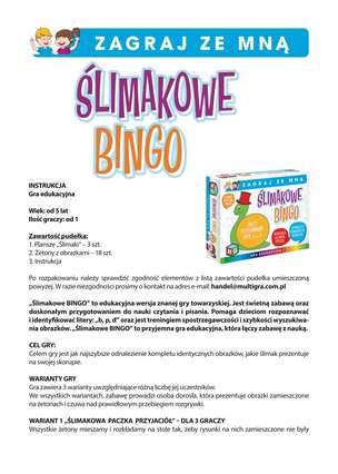 Ślimakowe bingo - gra ćwicząca rozpoznawanie liter: B P, D 
