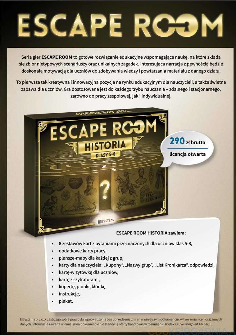 Escape Room Geografia klasy 4-8 - scenariusze zajęć z grą edukacyjną do