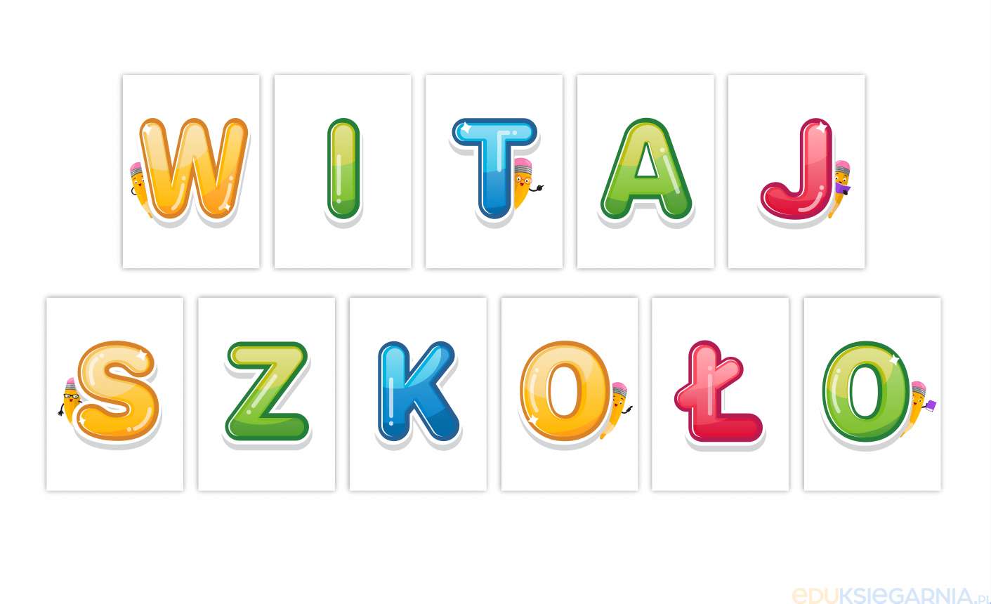 Napis Witaj Szkoło Do Druku Dekoracje szkolne. Litery dekoracyjne - WITAJ SZKOŁO - Eduksiegarnia.pl