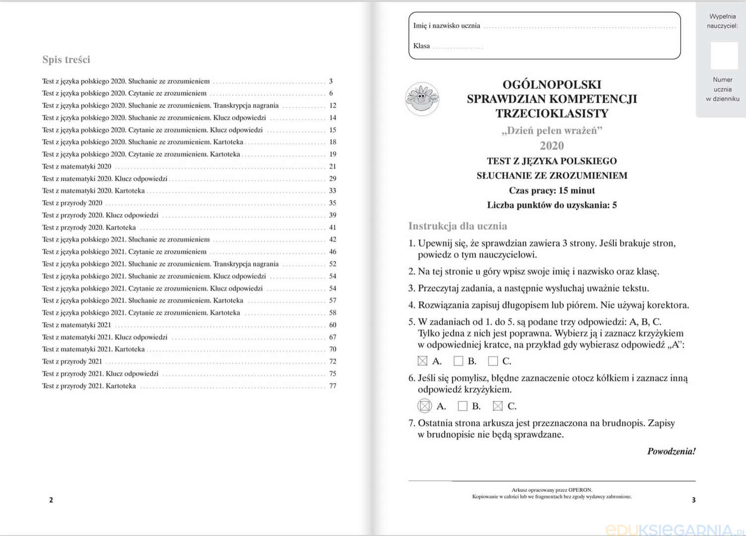 Testy 3-klasisty. Ćwiczenia i odpowiedzi - Eduksiegarnia.pl
