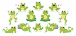 Dekoracje ozdoby szkolne - Żabki duży zestaw (12 elementów,, dwustronne)