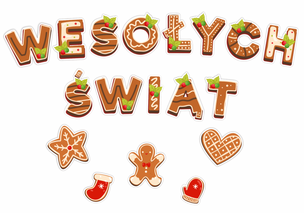 Dekoracje ozdoby świąteczne - Girlanda napis Wesołych Świąt (15 elementów, dwustronne) (1)