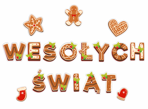 Dekoracje ozdoby świąteczne - Girlanda napis Wesołych Świąt (15 elementów, dwustronne) (1)