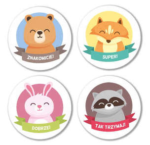 Naklejki motywacyjne Zwierzątka - zestaw 48 sztuk (40mm)