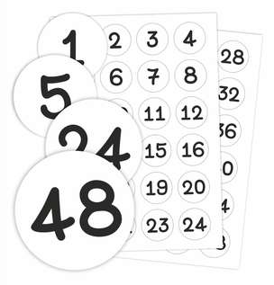 Znaczki naklejki do szatni / na szafki 1-48 - Cyfry 02 (48 sztuk, 40 mm)