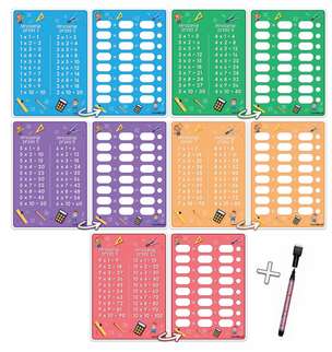 Plansze edukacyjne. Liczenie pisemne - zestaw matematyczny (4 dwustronne karty A4 + pisak suchościeralny) (1)