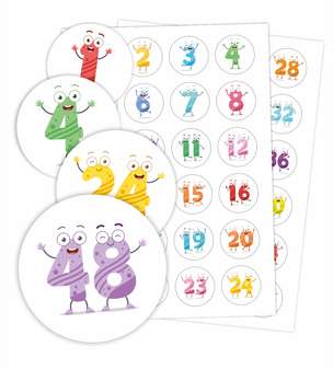 Znaczki naklejki do szatni / na szafki 1-24 - Cyfry 01 (24 sztuki, 40 mm) (1)
