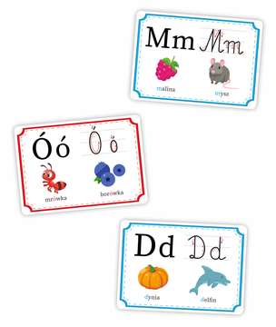 Plansze edukacyjne. Alfabet spółgłoski i samogłoski - zestaw edukacyjny 32 plansz A5