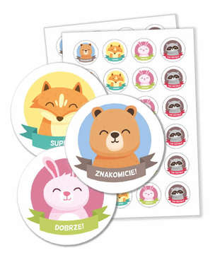 Naklejki motywacyjne Zwierzątka - zestaw 48 sztuk (40mm)