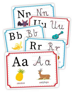 Plansze edukacyjne. Alfabet spółgłoski i samogłoski - zestaw edukacyjny 32 plansz A5