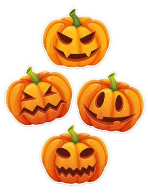 Dekoracje ozdoby szkolne - Dynie na Halloween (4 elementy)