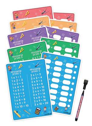 Plansze edukacyjne. Liczenie pisemne - zestaw matematyczny (4 dwustronne karty A4 + pisak suchościeralny) (1)