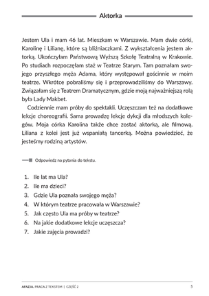 Afazja. Praca z tekstem. Część 2
