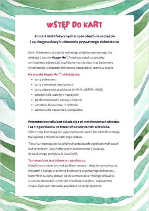 Karty Dobrostanu Happy Me - metaforyczne karty terapeutyczne do pracy z młodzieżą i dorosłymi
