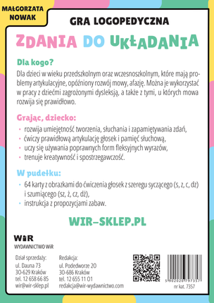 Zdania do układania. Gra logopedyczna