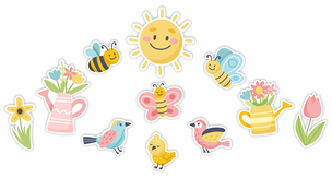 Dekoracje szkolne Wiosna - Kwiaty (6 elementów, dwustronne) (1)