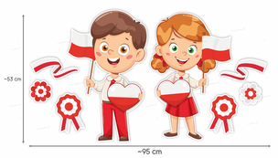 Dekoracja patriotyczna - Duże Dzieci XL - Święta Majowe, Święto Niepodległości (8 elementów)