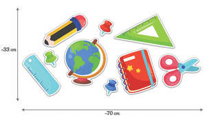 Dekoracje szkolne. Przybory szkolne DUŻE (9 elementów, dwustronne)