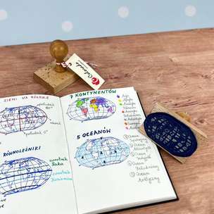 Stempel edukacyjny (pieczątka) Mapa Świata – kontynenty i oceany