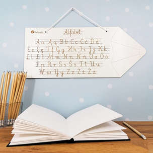 Znam alfabet – drewniana tablica kredka do nauki liter i pisania