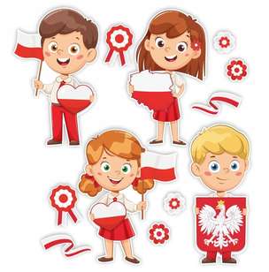 Dekoracja szkolna patriotyczna - Duże Dzieci A3 - Święta Majowe, Święto Niepodległości (12 elementów)