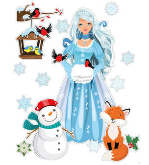 Dekoracje szkolne i przedszkolne - Pani Zima (16 elementów)