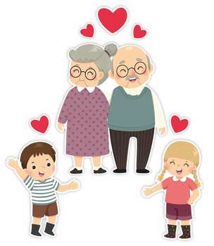 Dekoracje szkolne i przedszkolne - Dzień babci i dziadka - Dziadkowie i wnuki (8 elementów)
