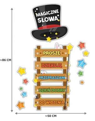 Dekoracje szkolne i przedszkolne. Magiczne słowa (12 elementów)