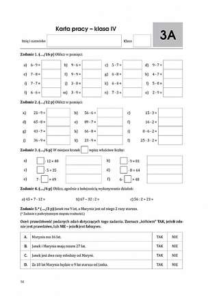 Praca z uczniem mającym trudności z matematyką 4. Karty pracy klasa IV SP
