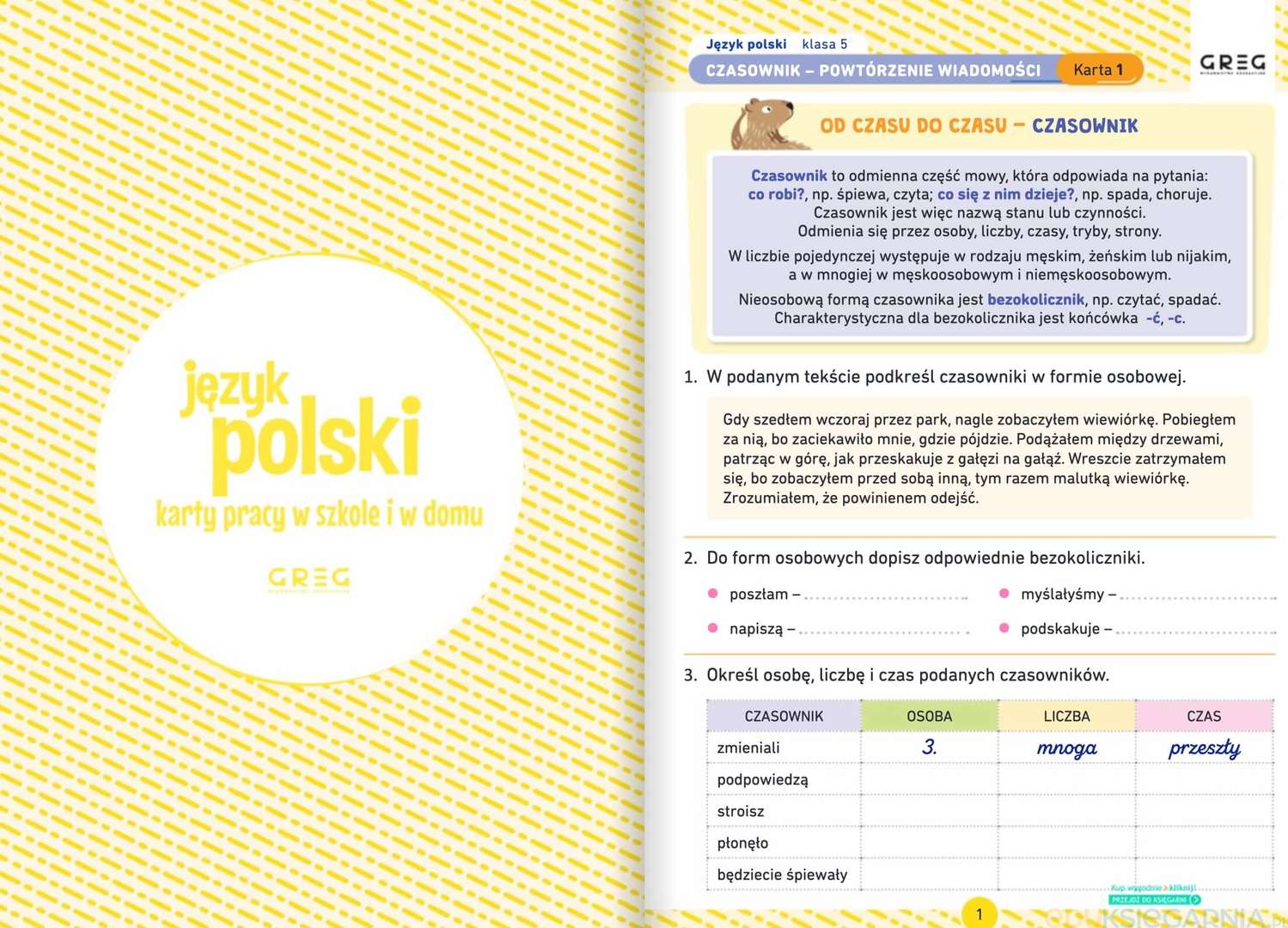 Język polski. Karty pracy w szkole i w domu. Klasa 5 - Eduksiegarnia.pl