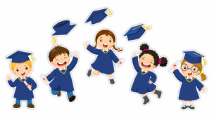 Dekoracje szkolne - Dzieci i birety (8 elementów, dwustronne)