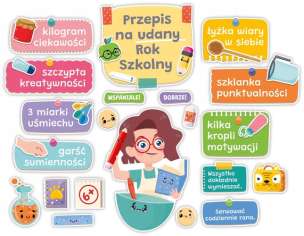 Dekoracje szkolne - Przepis na udany rok szkolny (21 elementów)