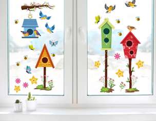 Dekoracje szkolne i przedszkolne Wiosna - Karmniki wiosenne XL (29 elementów, dwustronne)