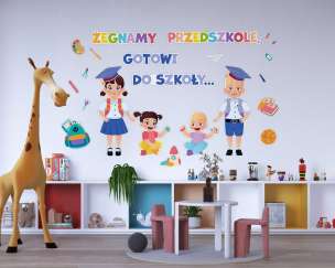 Dekoracje przedszkolne - Żegnamy przedszkole, gotowi do szkoły ((24 elementów, bardzo duże)