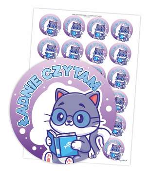 Naklejki motywacyjne Pochwały. Ładnie czytam (24 szt., 40 mm)