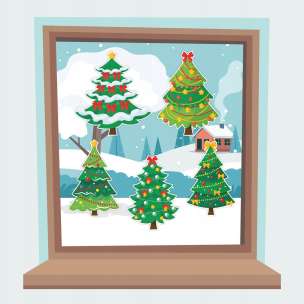 Dekoracje ozdoby świąteczne - 5 choinek (dwustronne)